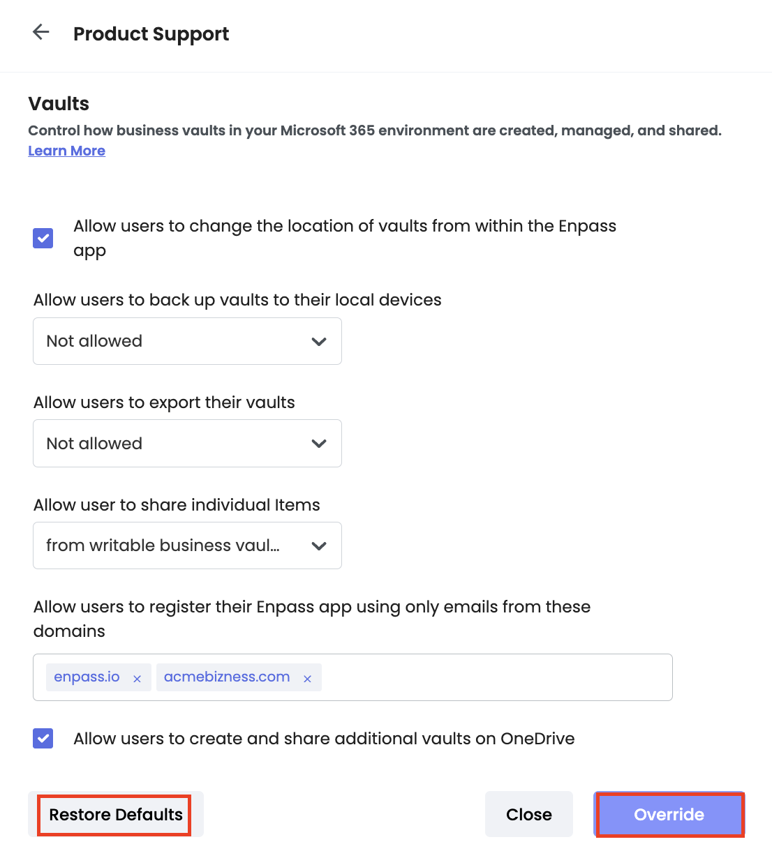 Restore Defaults